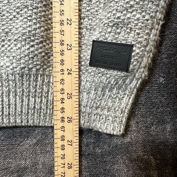 Projek Raw Sweater Mens Medium Gray Pullover y2k Skater Hip Hop Knit Hoodie - Picture 6 of 7